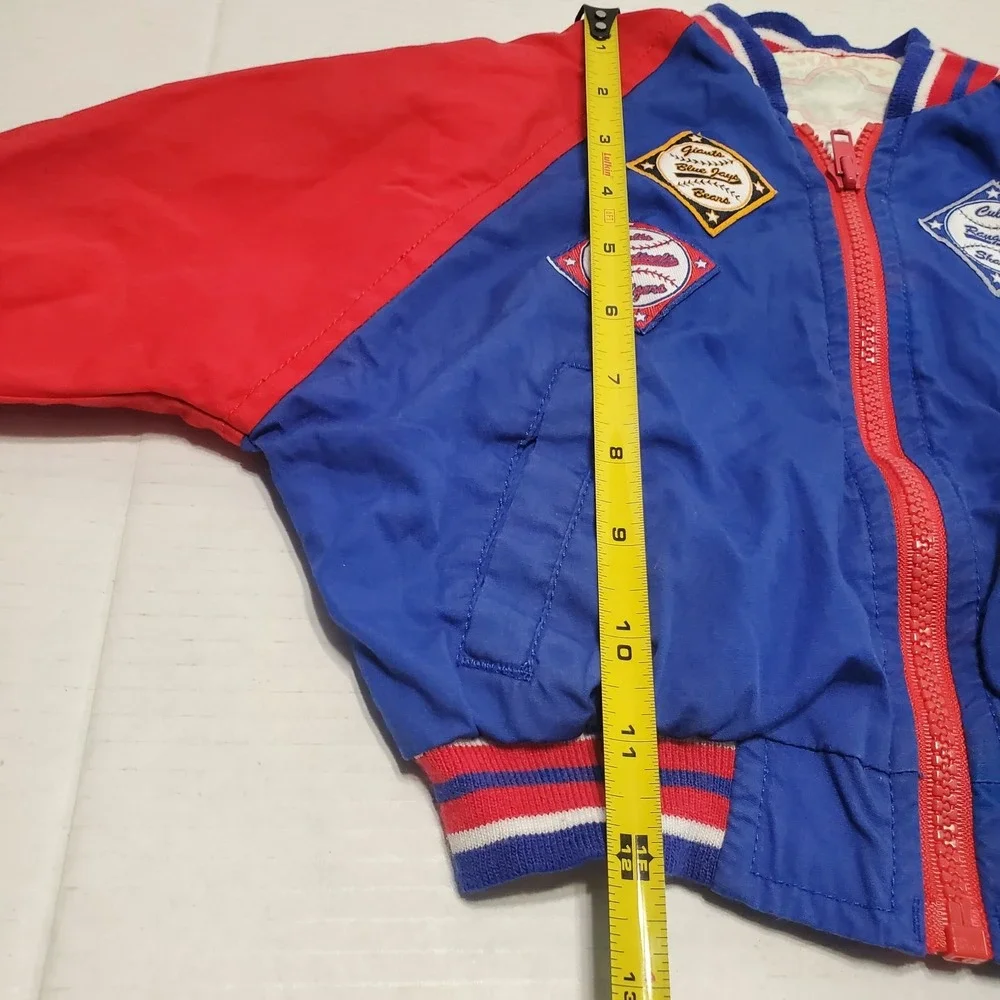 Weather Tamer Jacket Kids‎ 4T Red Blue Baseball Patches Vintage Bomber Coat